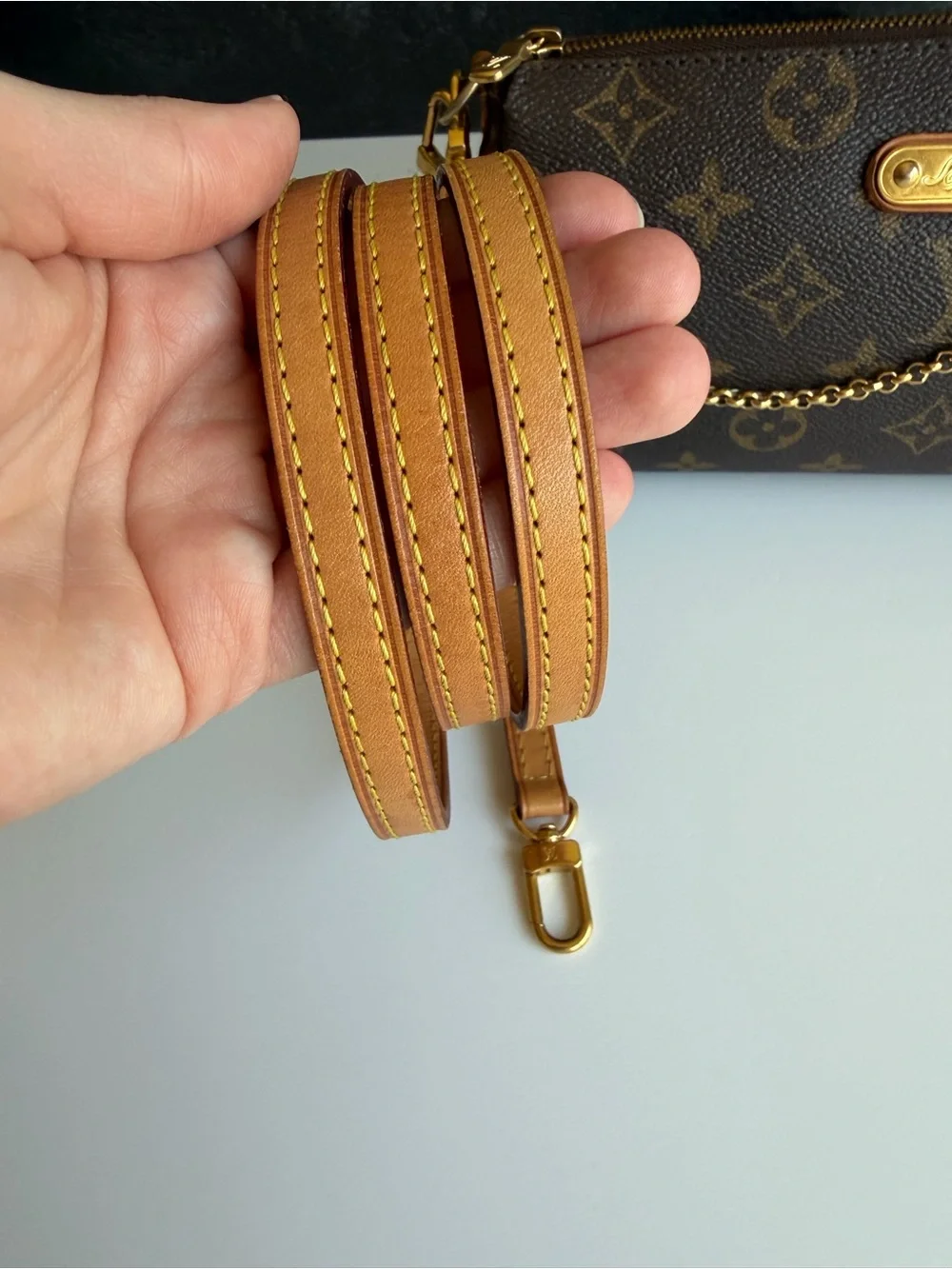 Authentic Louis Vuitton Eva Crossbody Monogram Canvas & Leather Clutch Purse Bag